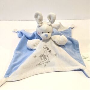 BLUE and white bunny security blanket lovey